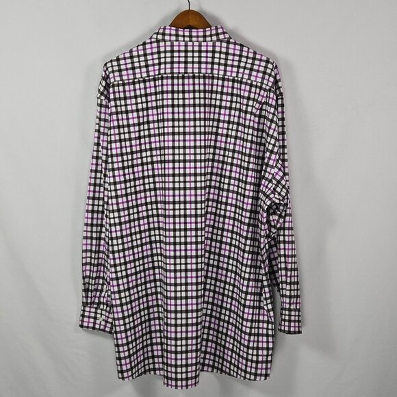 Shaq Brand Big Fit Button-Up Shirt XLG Plaid Cooling Stretch Smart Business - Picture 2 of 12
